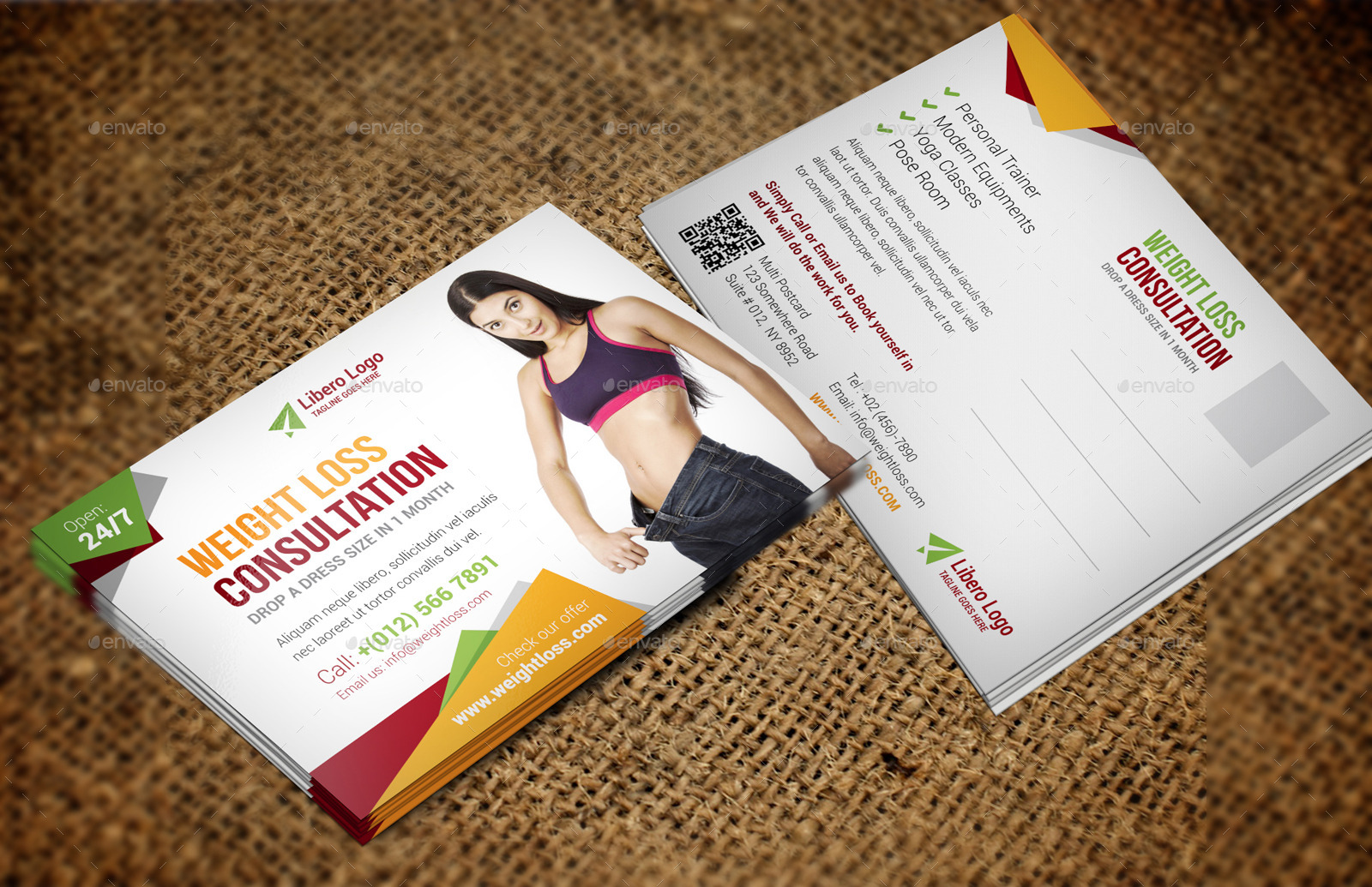 Fitness Weight Loss Postcard InDesign Template by